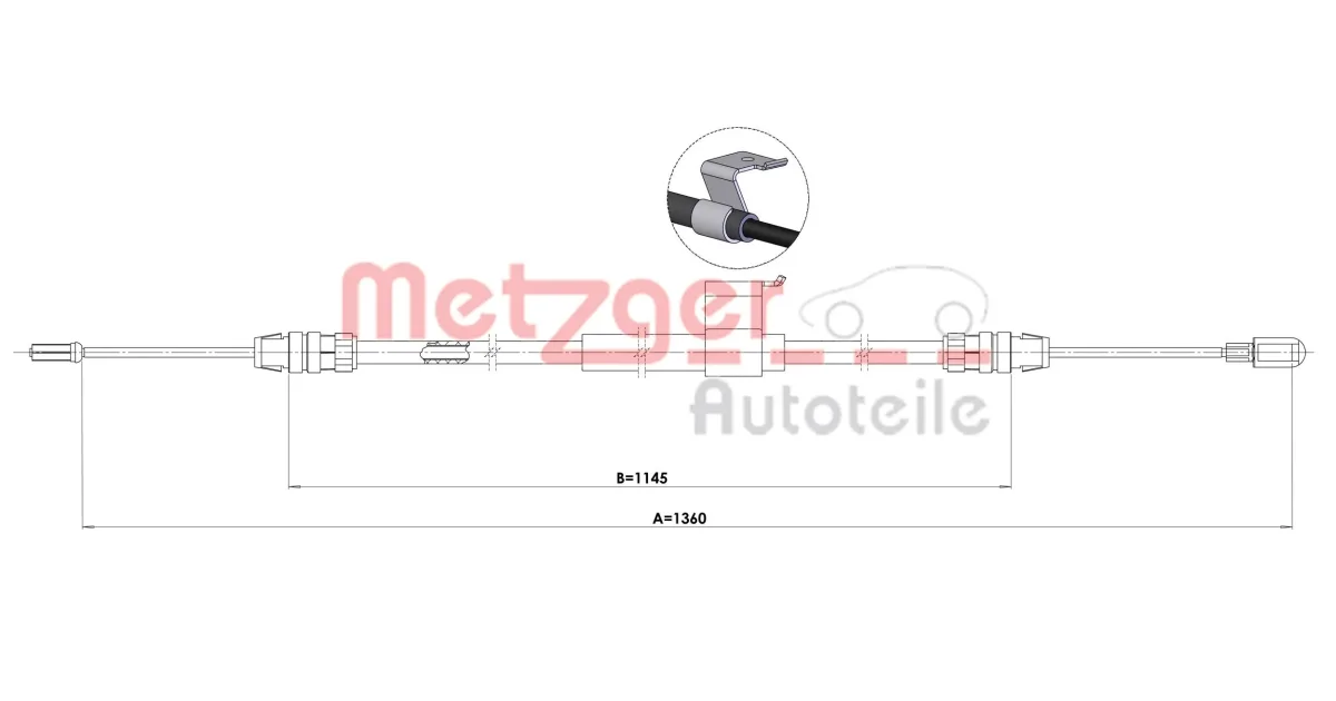 METZGER - 1FD022 - Тросик, cтояночный тормоз