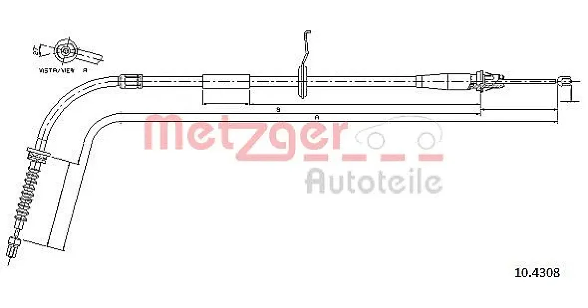 104308 - METZGER - Тросик, cтояночный тормоз